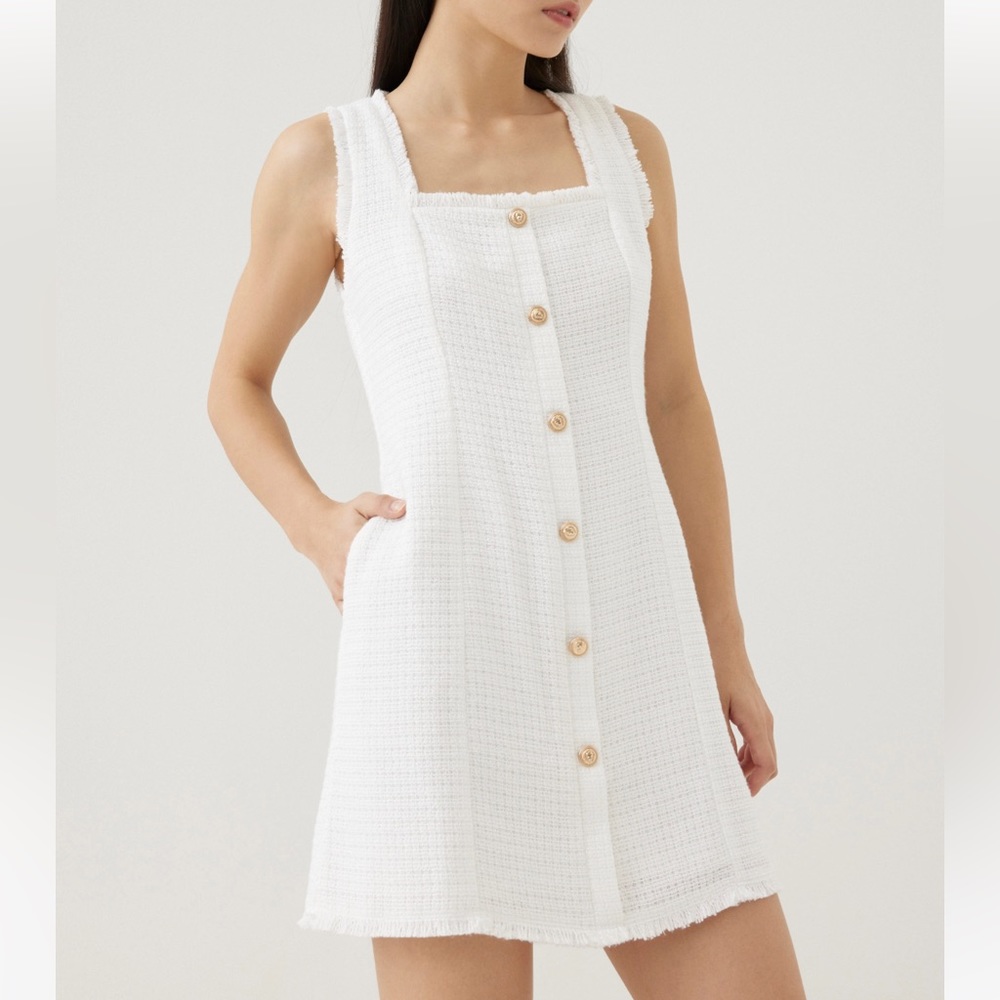 Love bonito white tweed dress, size large (UK 12, US 8).